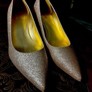 Beautiful gold glitter MK heels! Worn ONCE for a wedding! Like new condition.